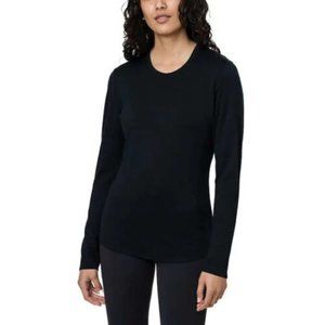 Seg'ments Women Luxury Merino Wool 100% Long Sleeve Shirt Black Base Layer